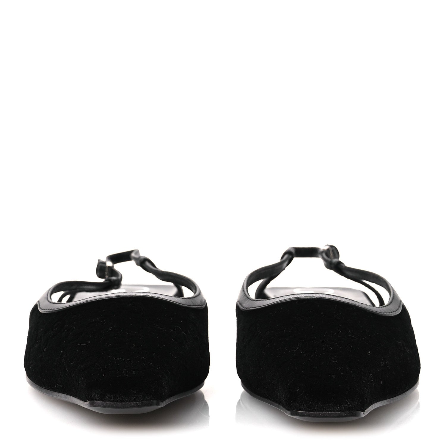 Gucci Velvet GG Monogram Slingback Ballet Flats 37.5 Black