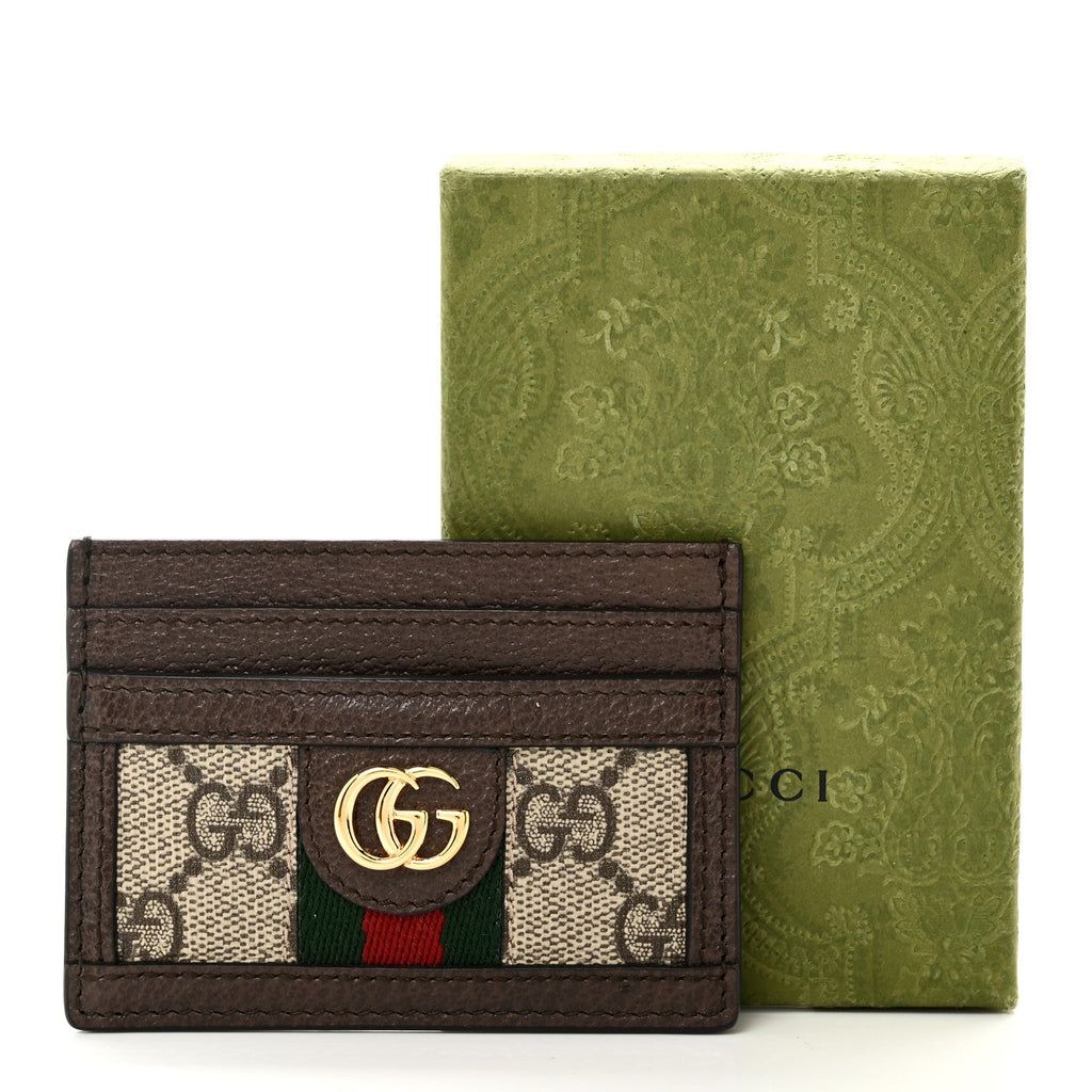 Gucci GG Supreme Monogram Ophidia Card Holder Brown