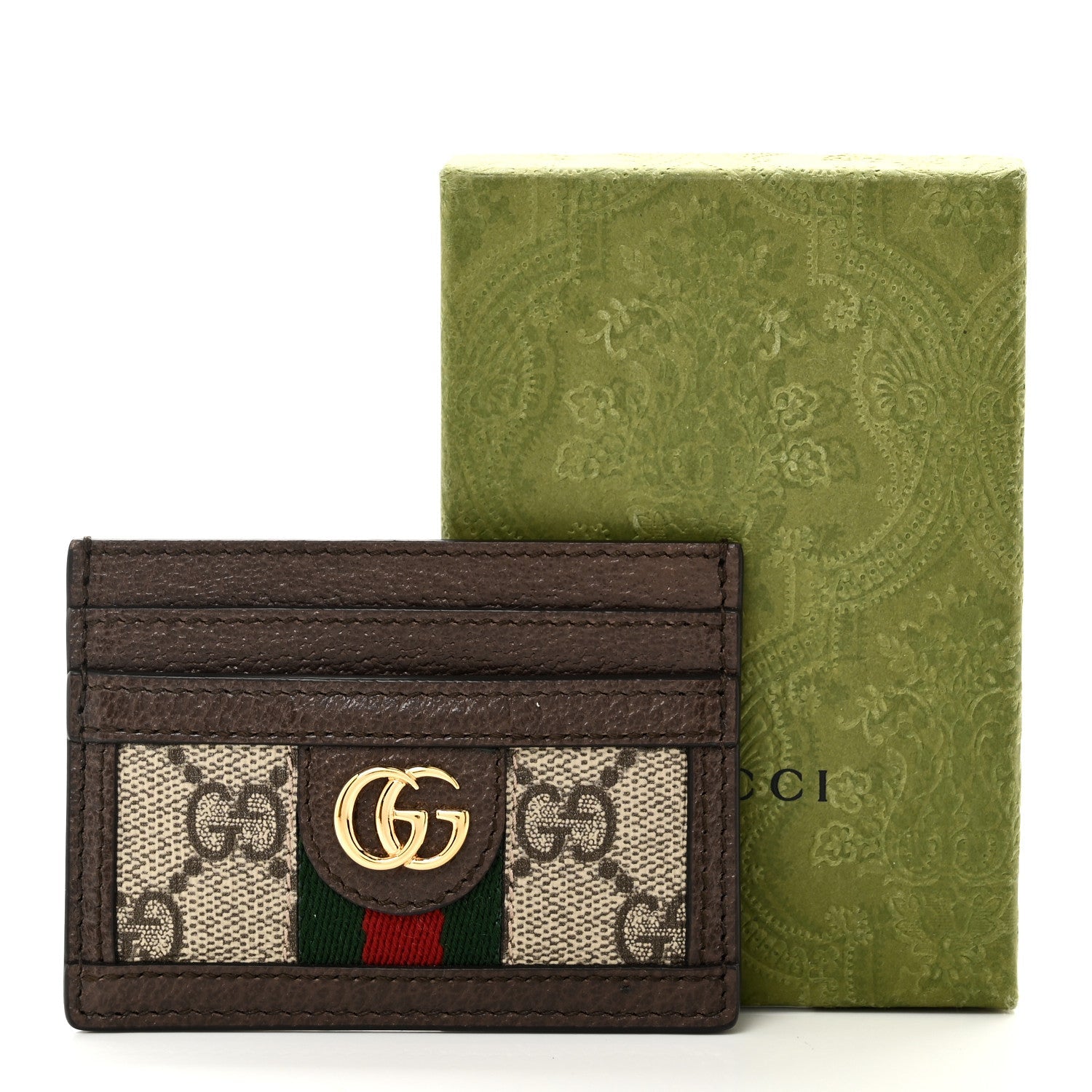 Gucci GG Supreme Monogram Ophidia Card Holder Brown