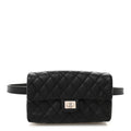 Chanel Grained Calfskin Quilted 2.55 Reissue Flap Belt Bag Clutch Black