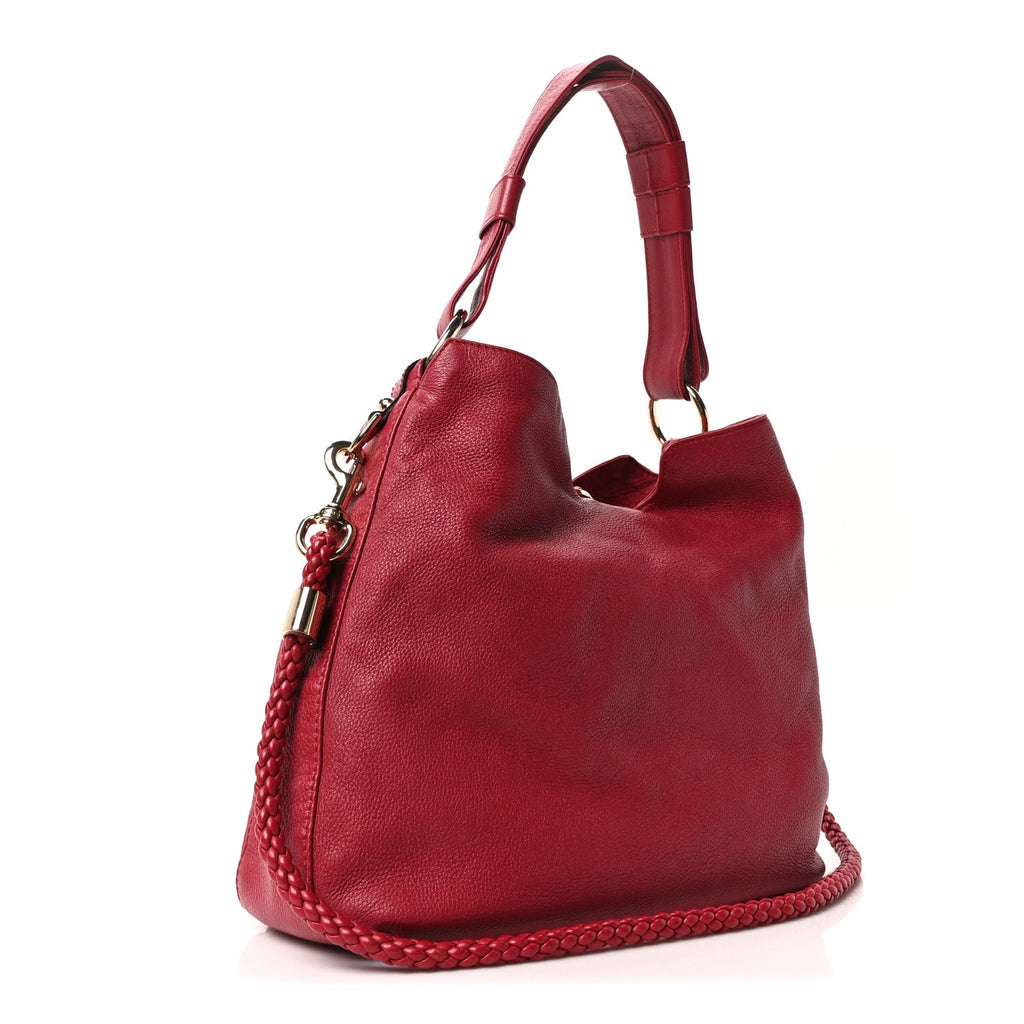 Gucci Pebbled Calfskin Medium G Wave Shoulder Bag Red