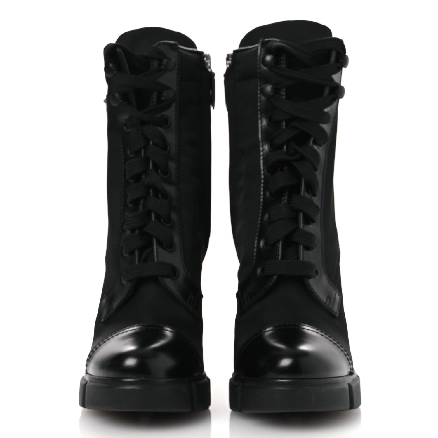 Prada Spazzolato Re-Nylon Metal Triangle Logo 110mm Ankle Boots 36.5 Black