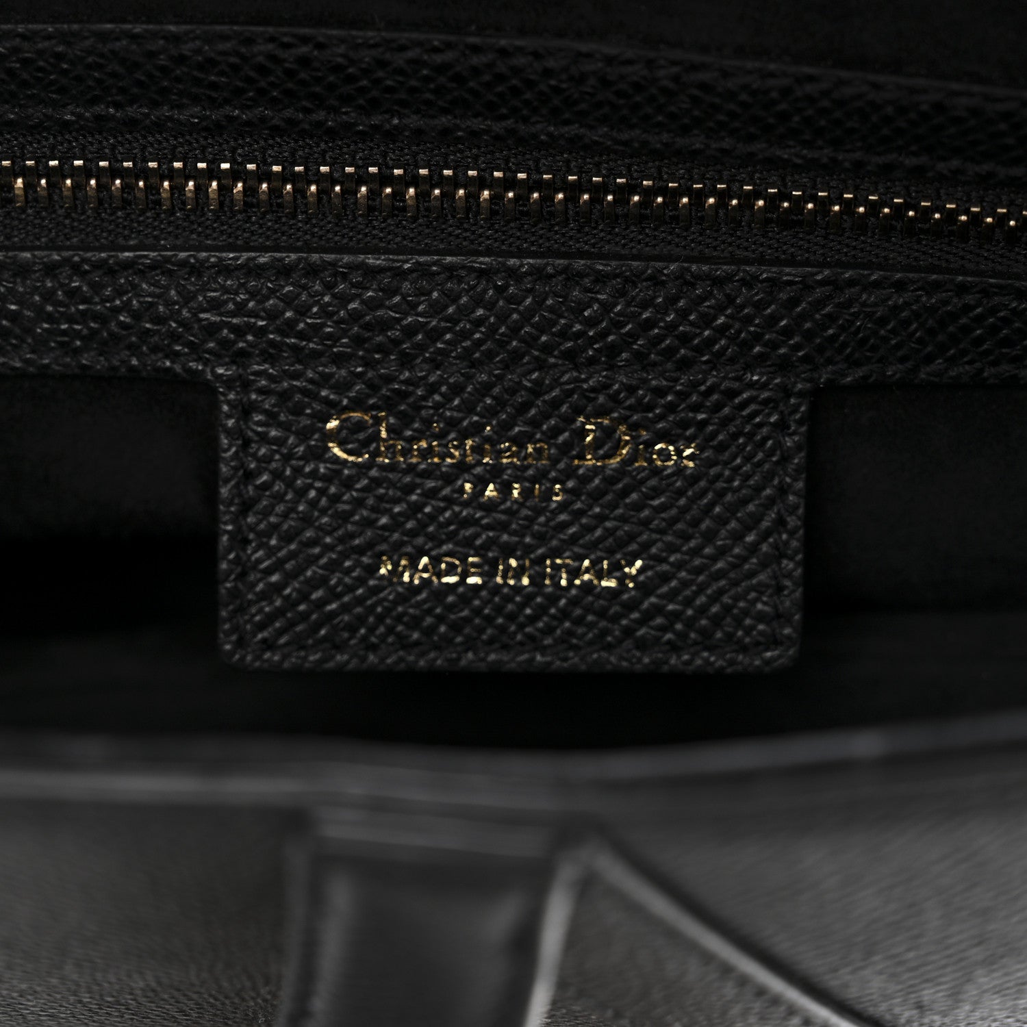 Christian Dior Grained Calfskin Saddle Bag Black