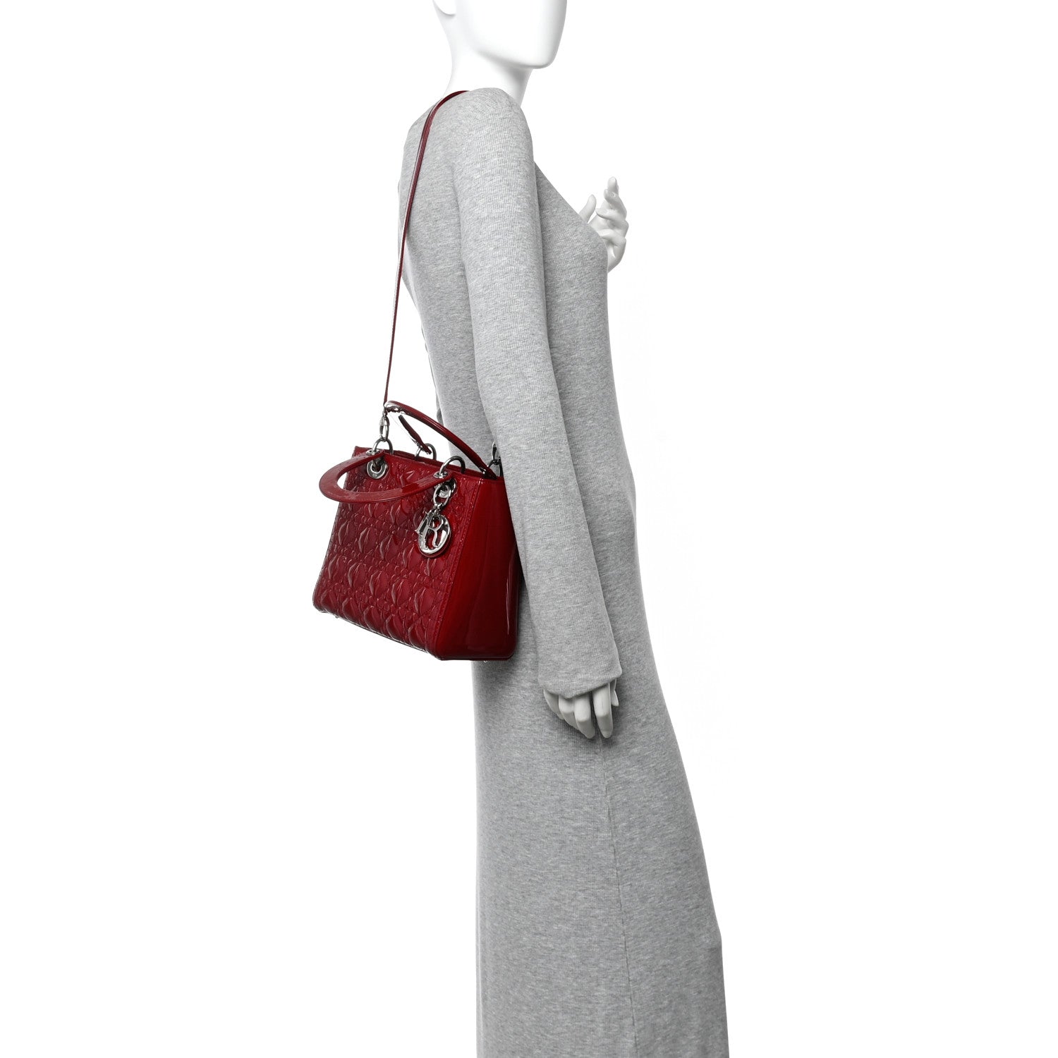 Christian Dior Patent Cannage Medium Lady Dior Red