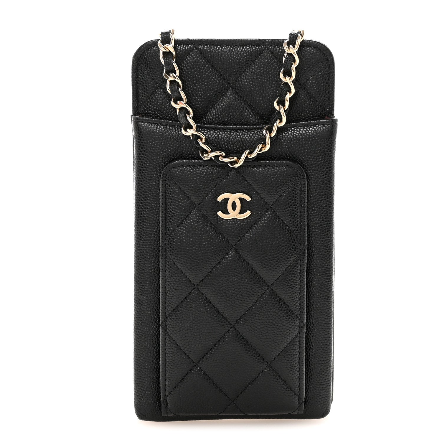 Caviar Quilted Zip Phone Case Black