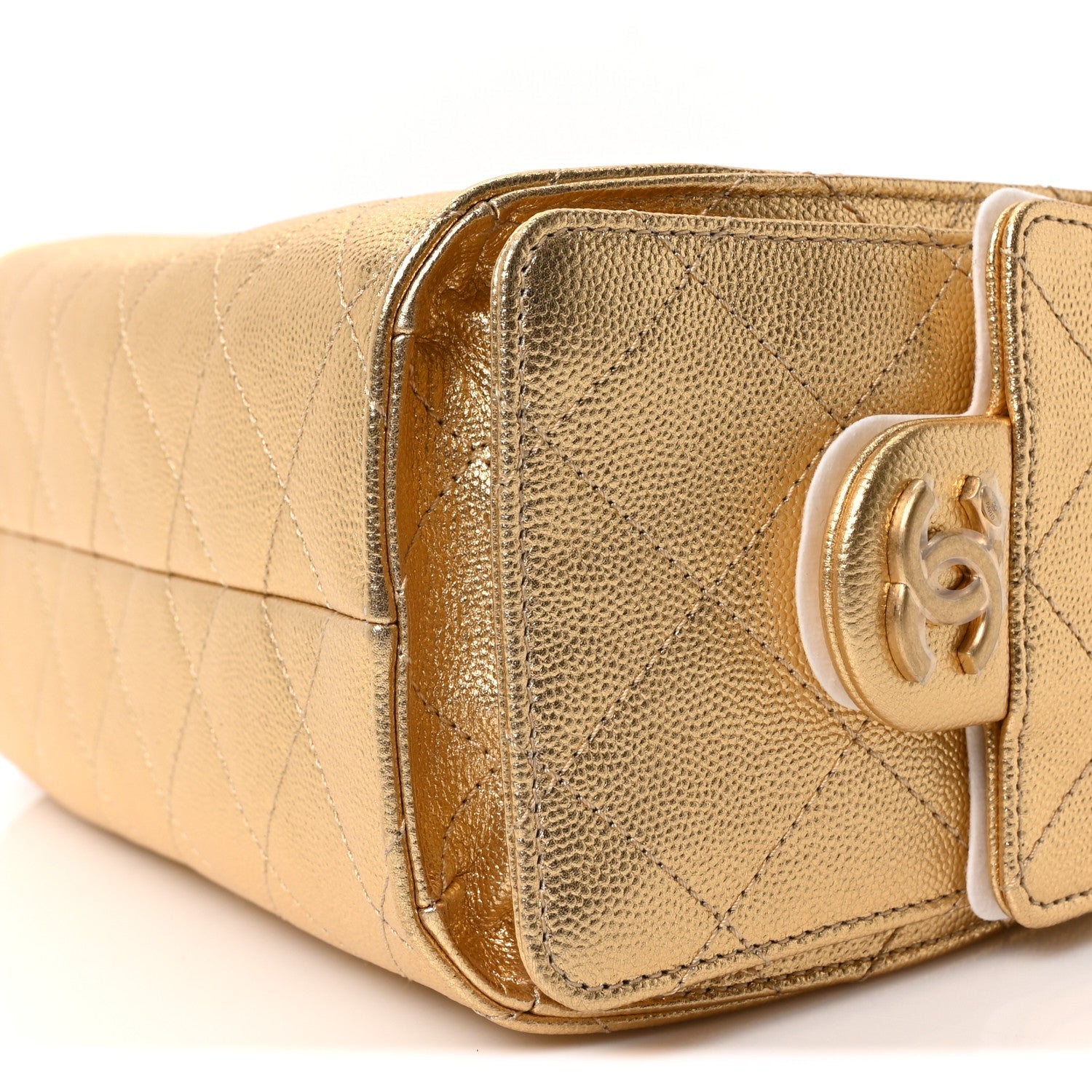 Chanel Metallic Caviar Quilted Mini Chanel 25 Handbag Gold