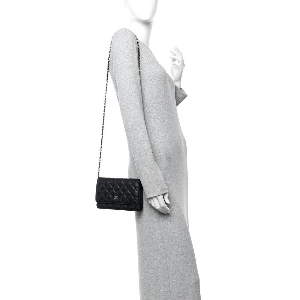 Chanel Caviar Quilted Wallet on Chain WOC Black
