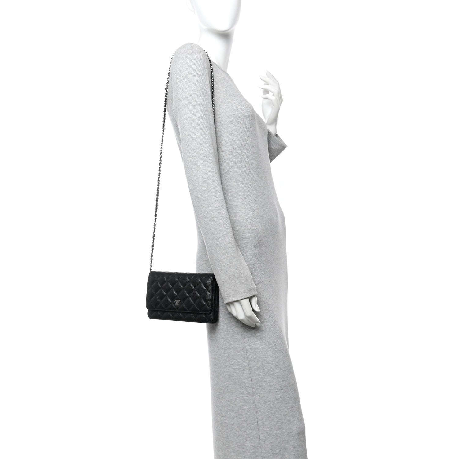 Chanel Caviar Quilted Wallet on Chain WOC Black