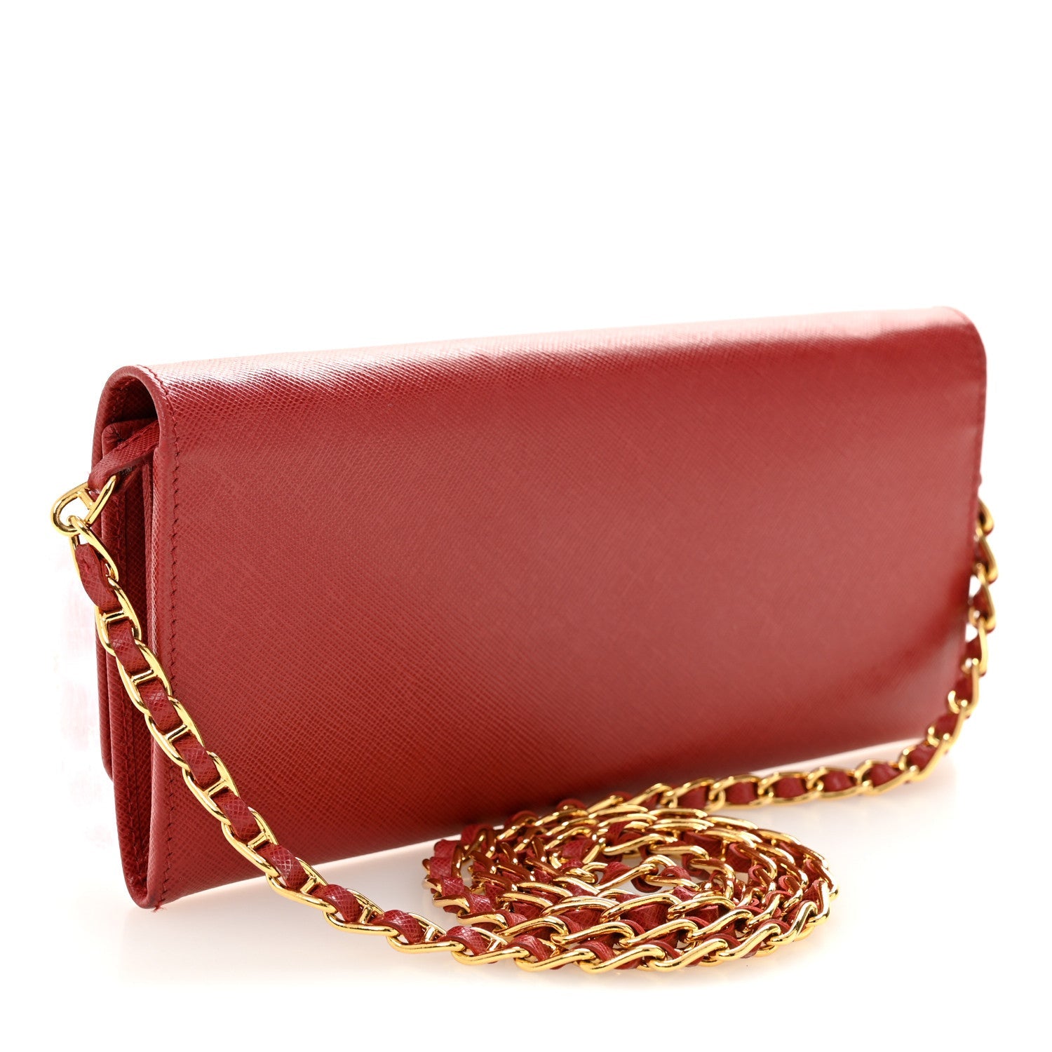 Prada Saffiano Wallet on Chain Fuoco