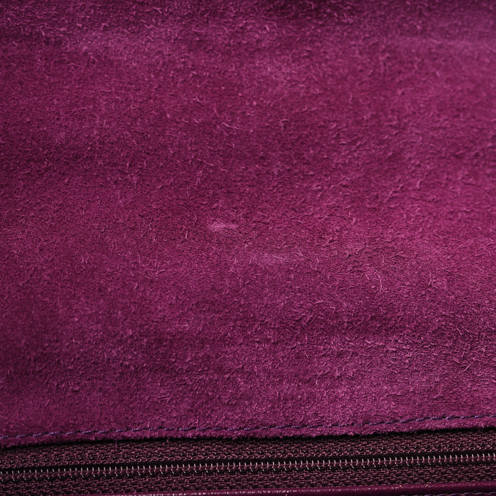 Chanel Suede Lambskin Scallop Quilted Medium Pagoda Flap Purple
