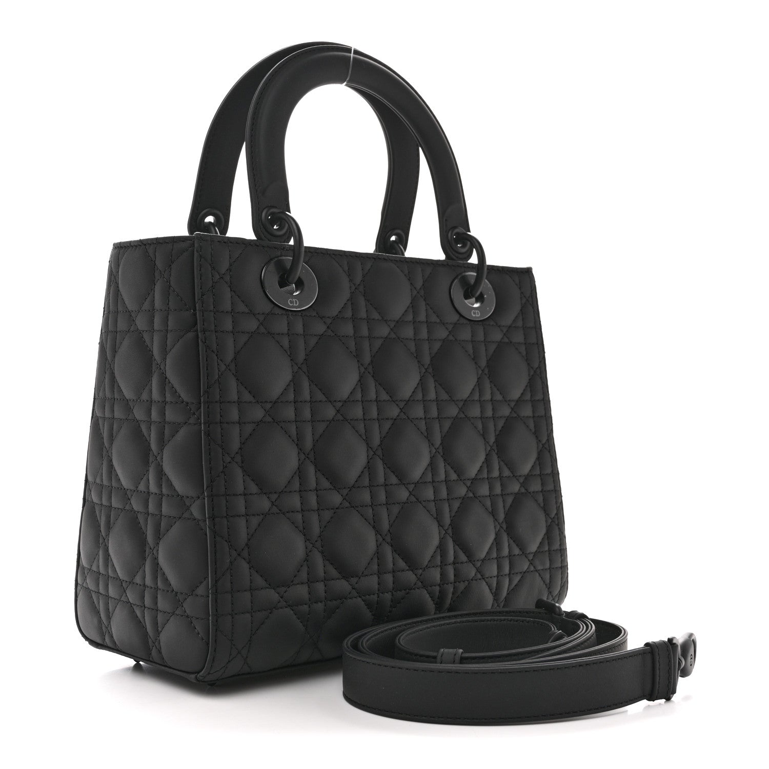 Christian Dior Ultra Matte Calfskin Cannage Medium Lady Dior Black