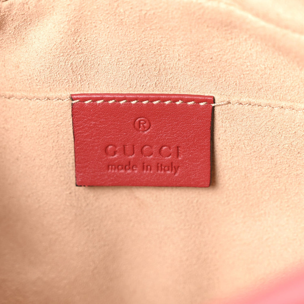 Gucci Calfskin Matelasse Small GG Marmont Chain Shoulder Bag Hibiscus Red
