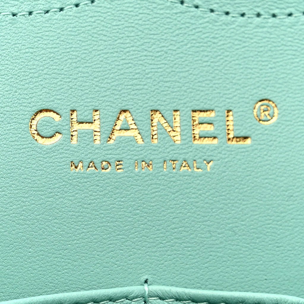 Chanel Caviar Quilted Jumbo Double Flap Light Green
