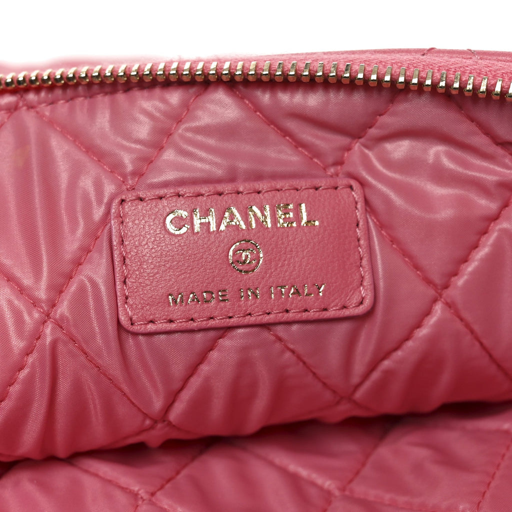Lambskin Quilted Medium Casino Beauty CC Cosmetic Case Fuchsia
