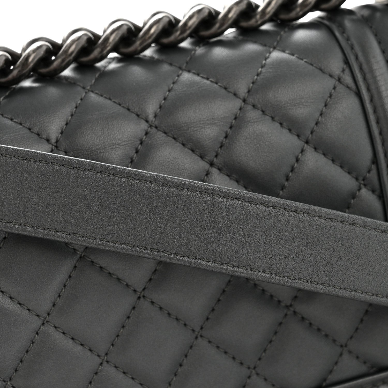 Chanel Metallic Calfskin Quilted Small Boy Flap Dark Silver