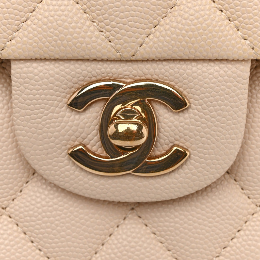 Chanel Caviar Quilted Medium Double Flap Light Beige