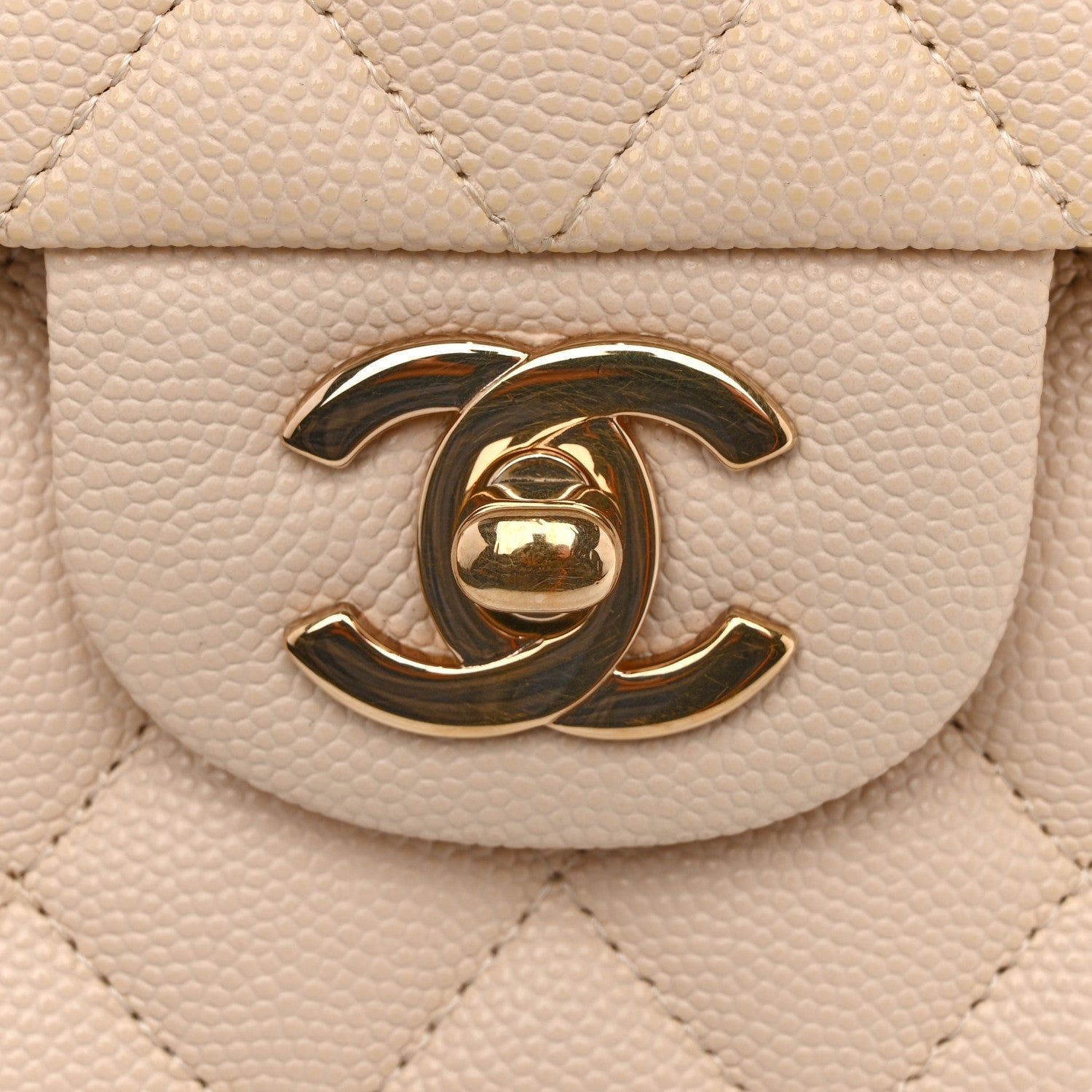 Chanel Caviar Quilted Medium Double Flap Light Beige