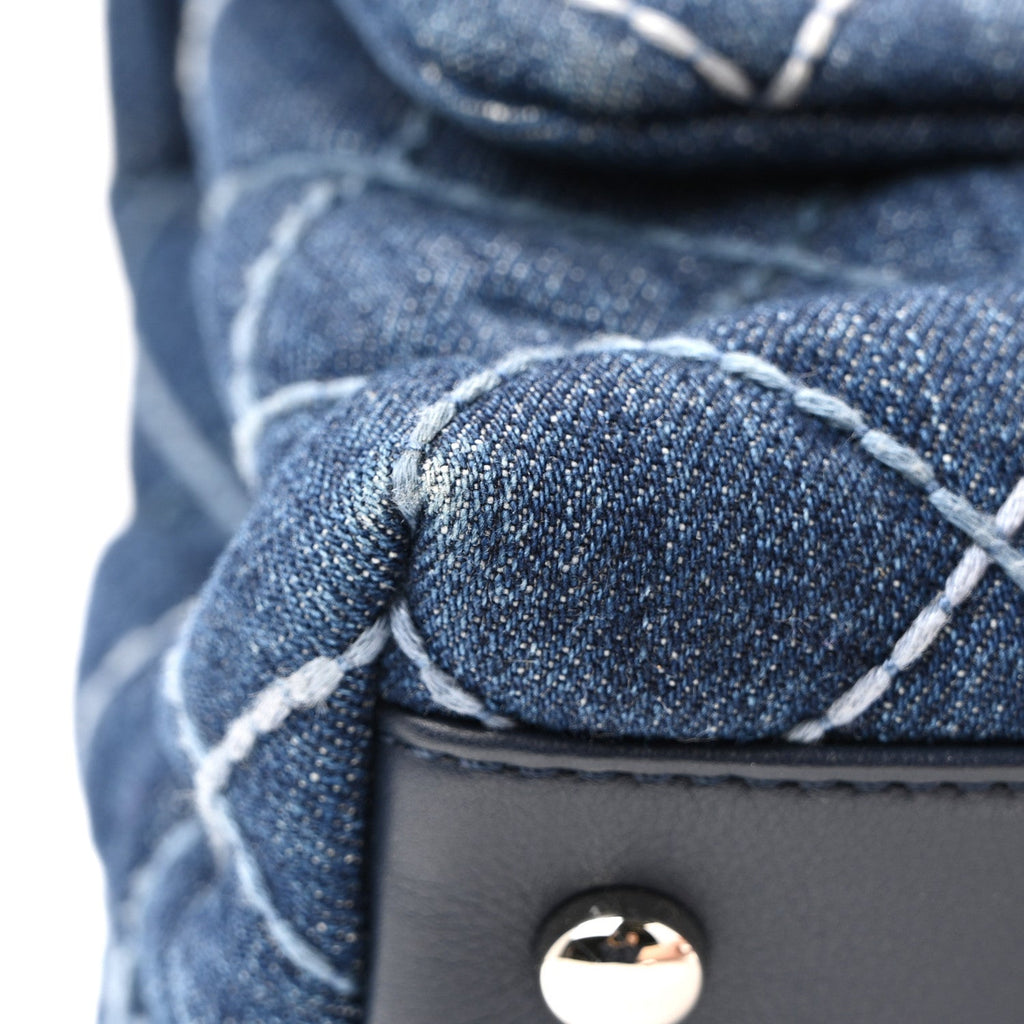 Chanel Denim Quilted Mini Coco Handle Flap Blue