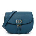 Christian Dior Grained Calfskin Medium Bobby Flap Steel Blue