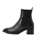 Calfskin Patent Cap Toe CC Short Boots 40 Black