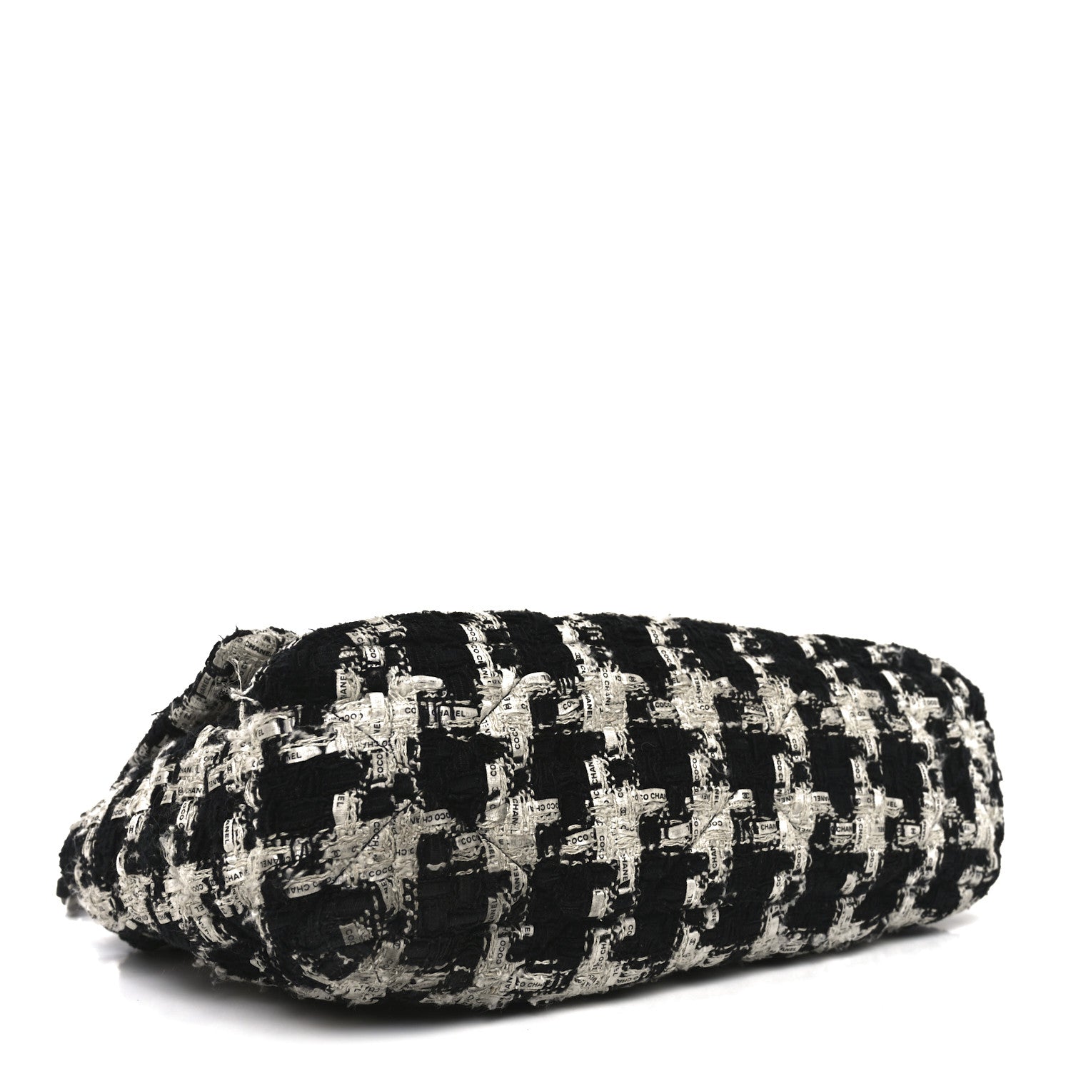 Chanel Tweed Quilted Large Chanel 19 Flap Black Ecru White