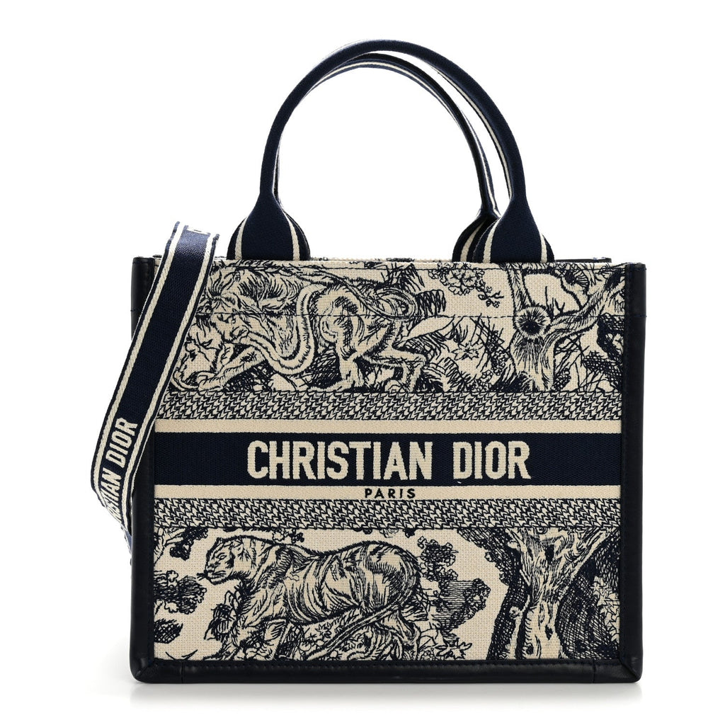 Christian Dior Calfskin Dioriviera Toile De Jouy Small Book Tote With Strap Blue Multicolor