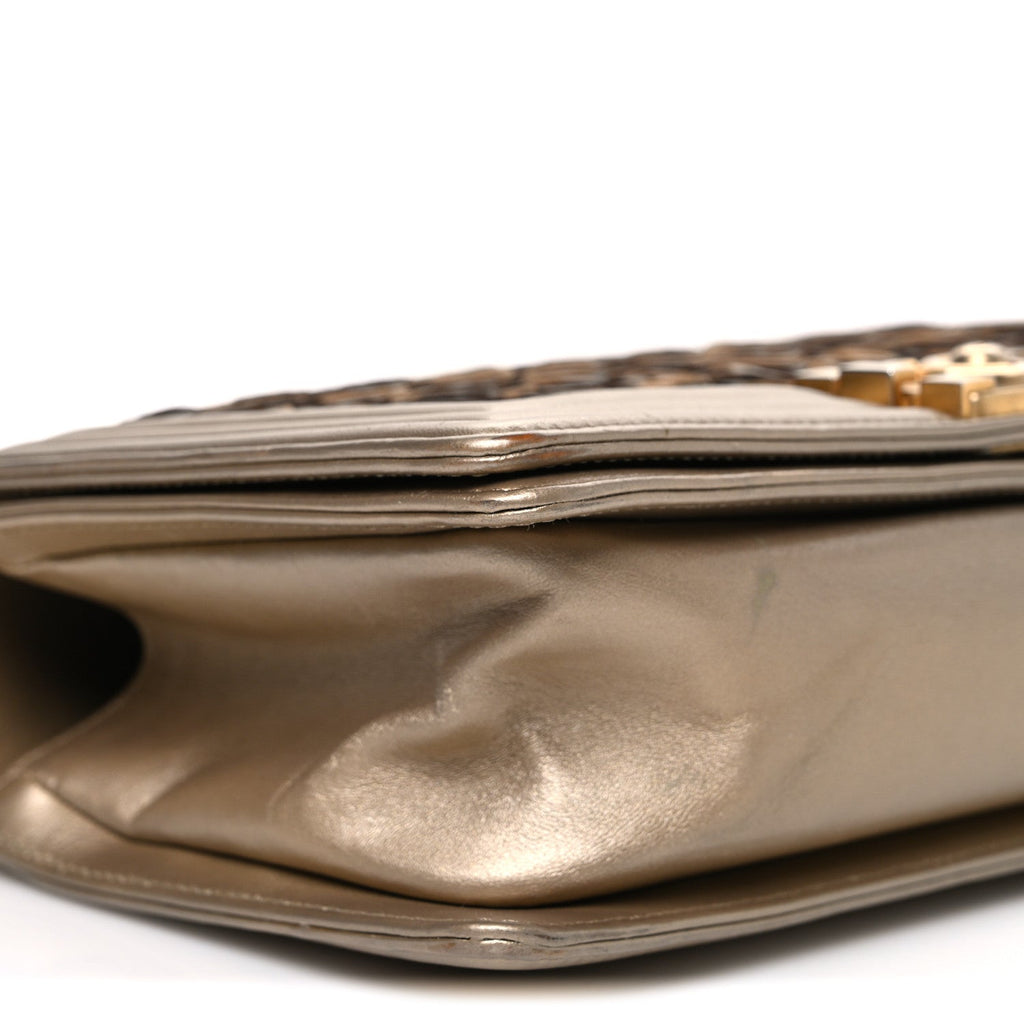 Chanel Metallic Lambskin Medium Scaled Boy Flap Gold