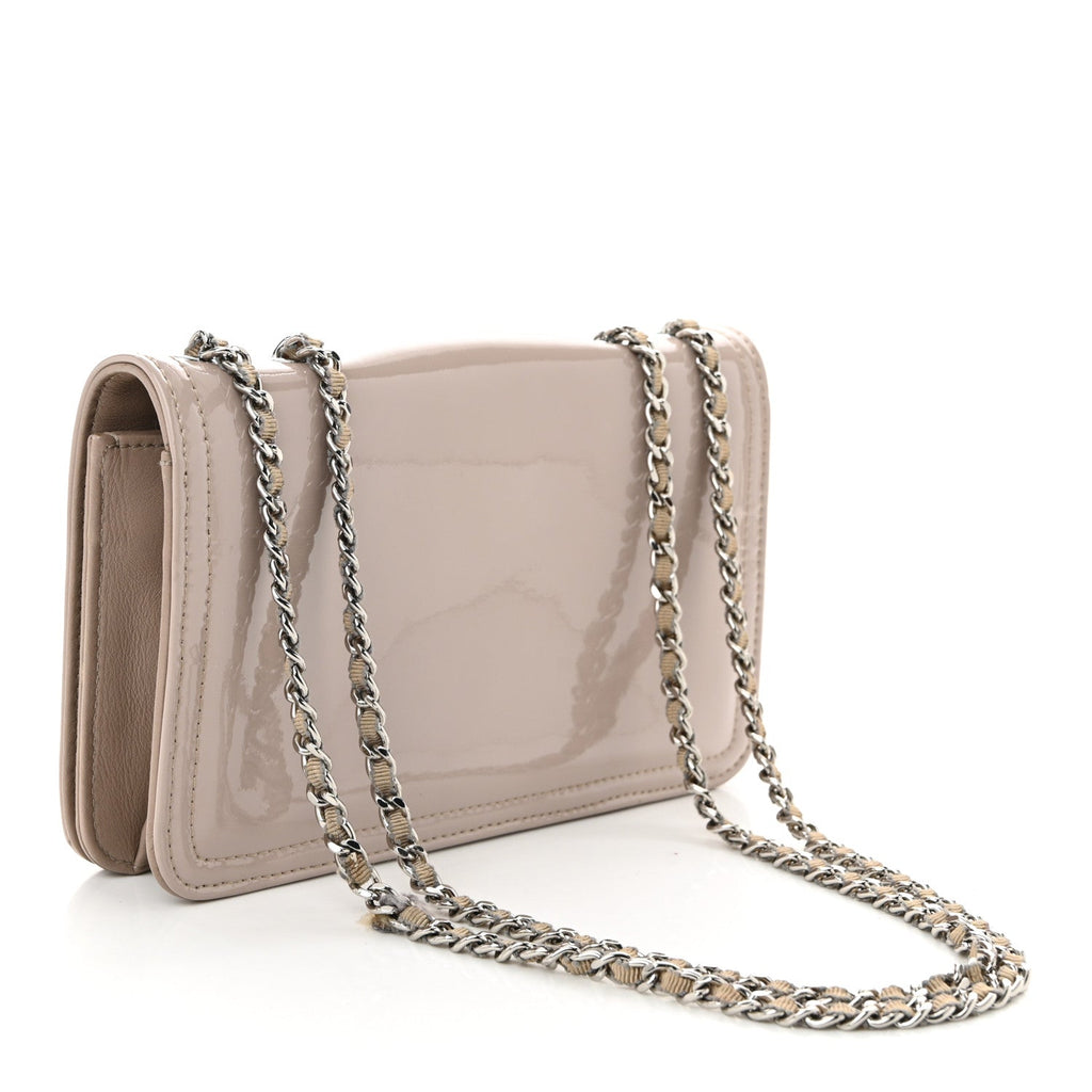 Chanel Vinyl Lipstick Wallet On Chain WOC Beige