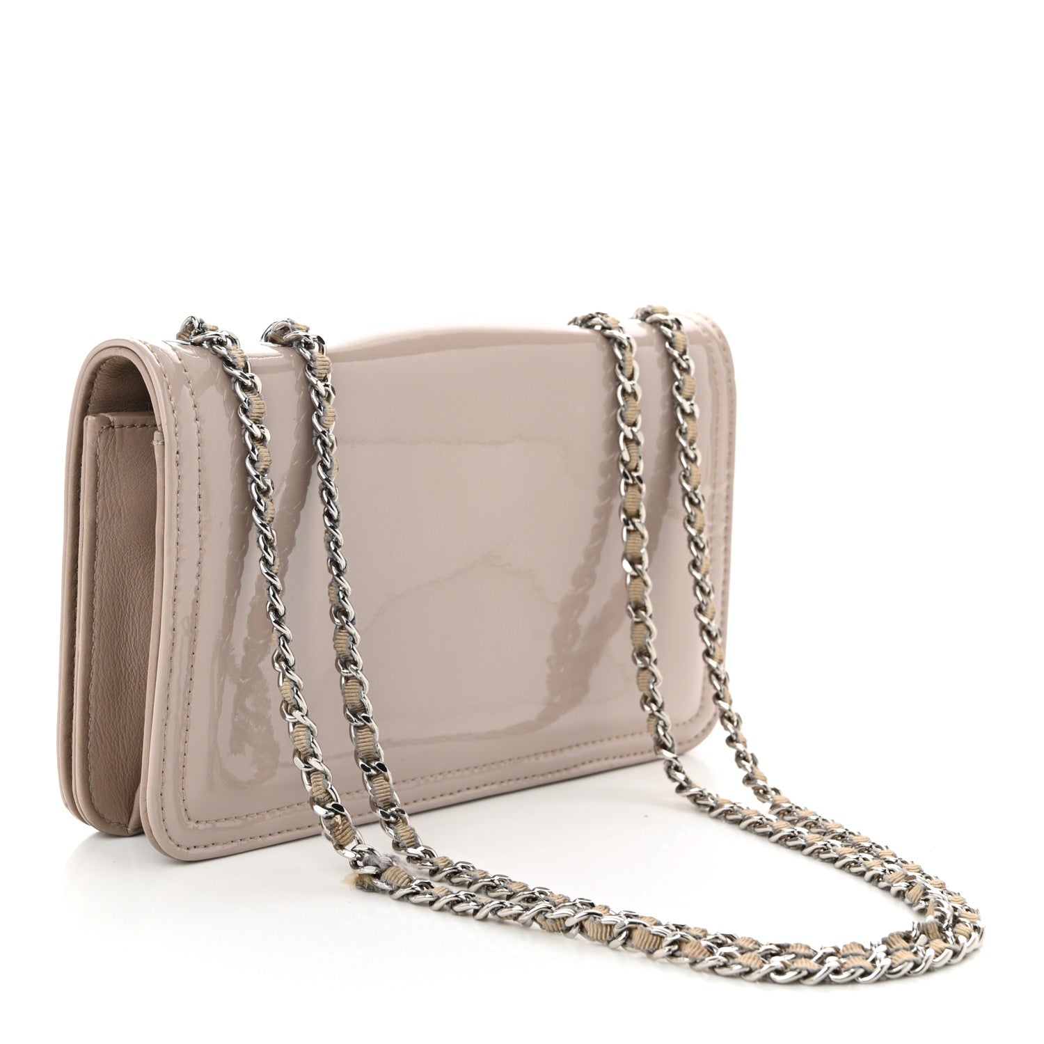Chanel Vinyl Lipstick Wallet On Chain WOC Beige