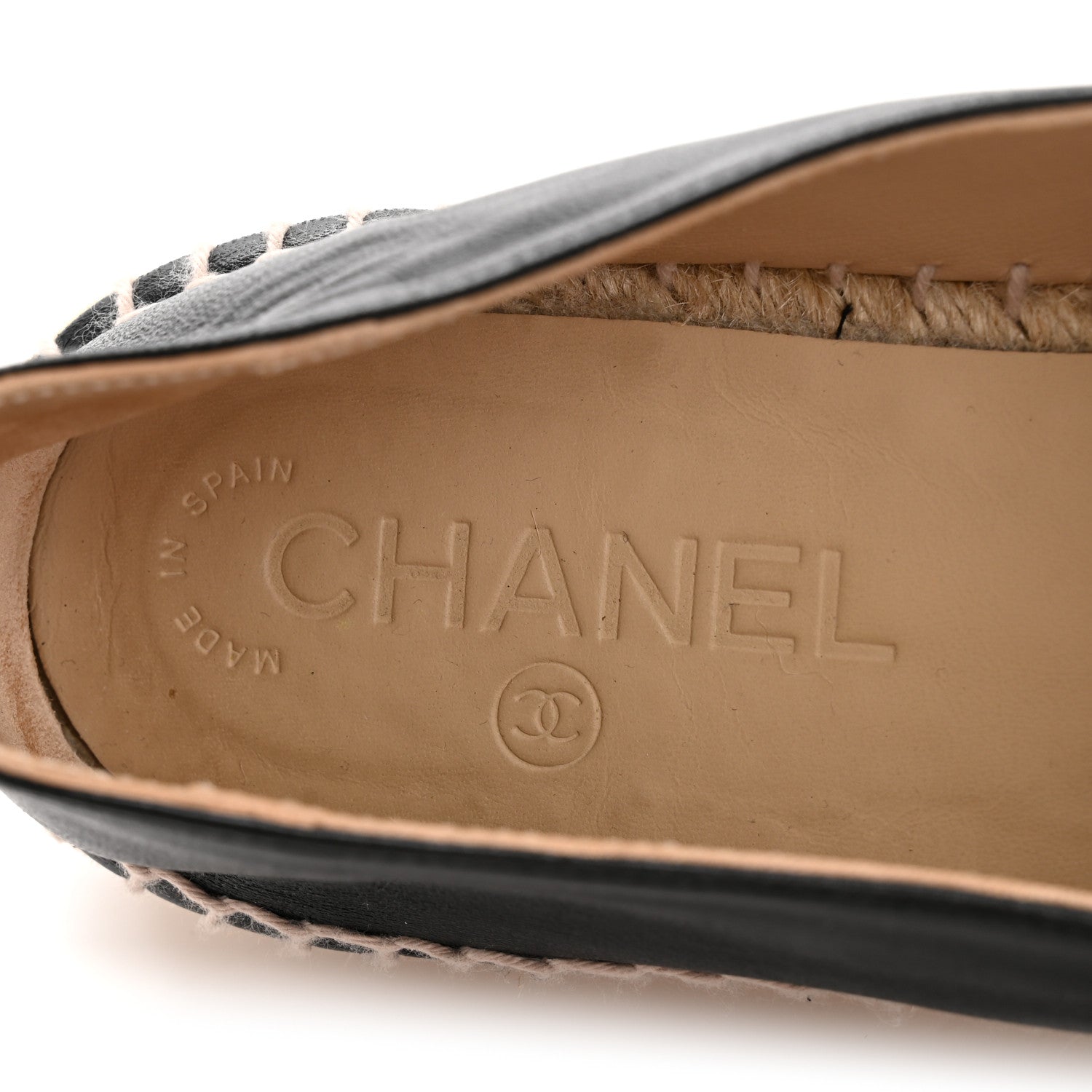 Lambskin Camellia CC Stud Espadrilles 39 Black