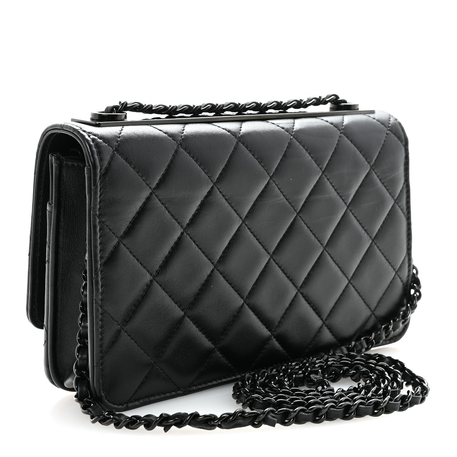 Chanel Lambskin Quilted Trendy CC Wallet On Chain WOC So Black