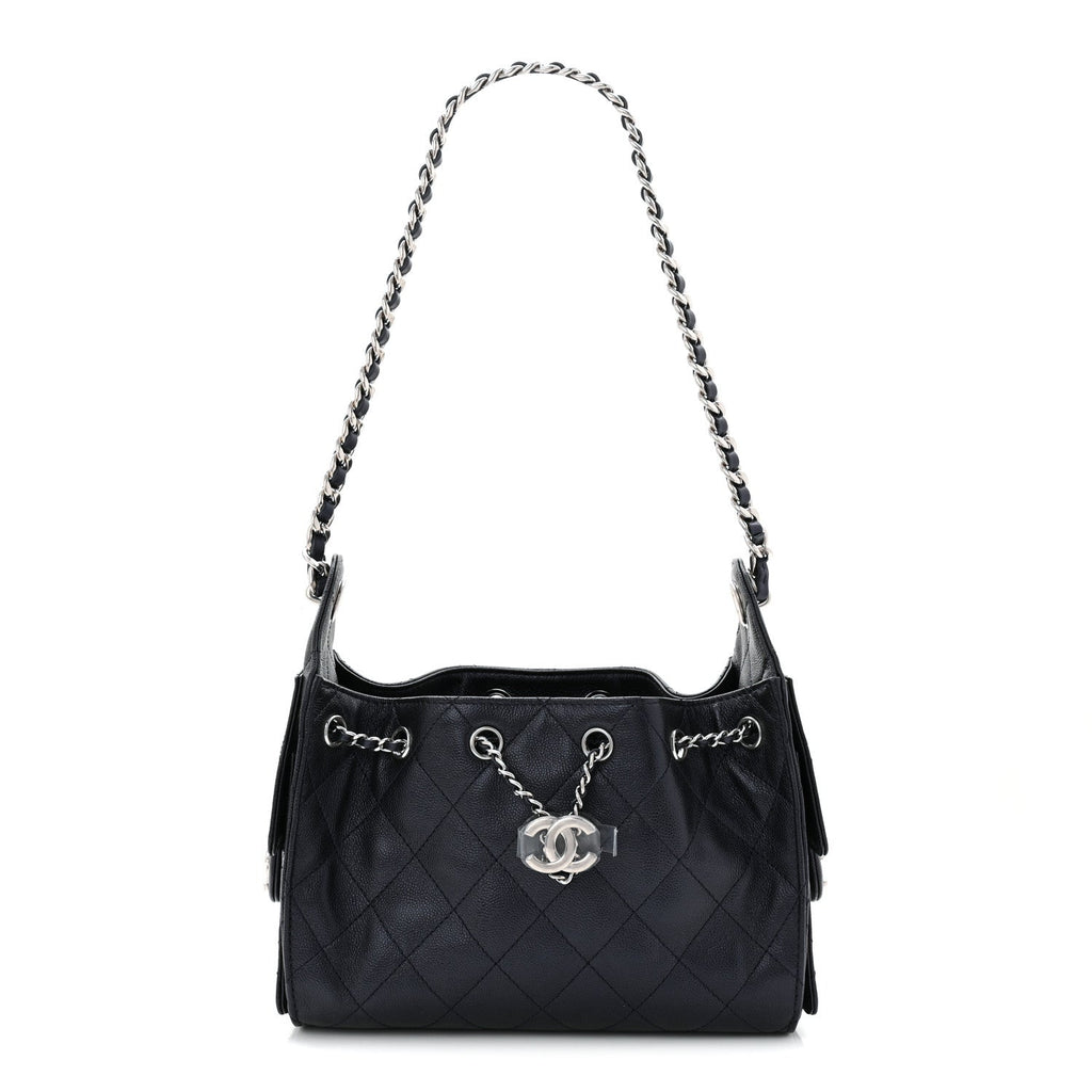 Chanel Metallic Caviar Quilted Mini Chanel 25 Handbag Dark Blue