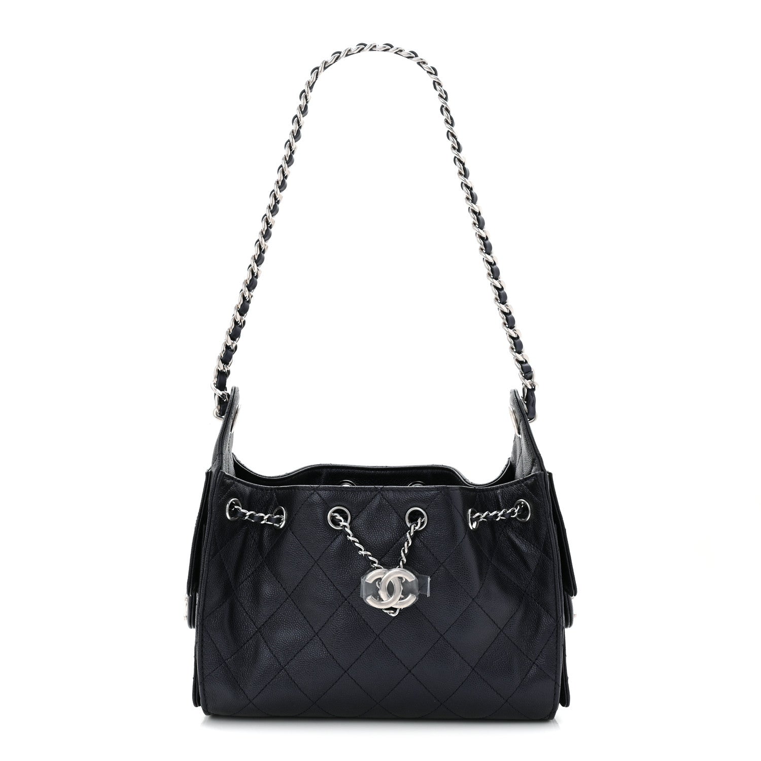 Chanel Metallic Caviar Quilted Mini Chanel 25 Handbag Dark Blue