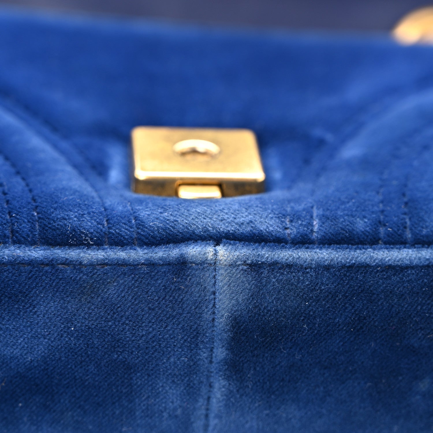 Gucci Velvet Matelasse Mini GG Marmont Shoulder Bag Cobalt Blue