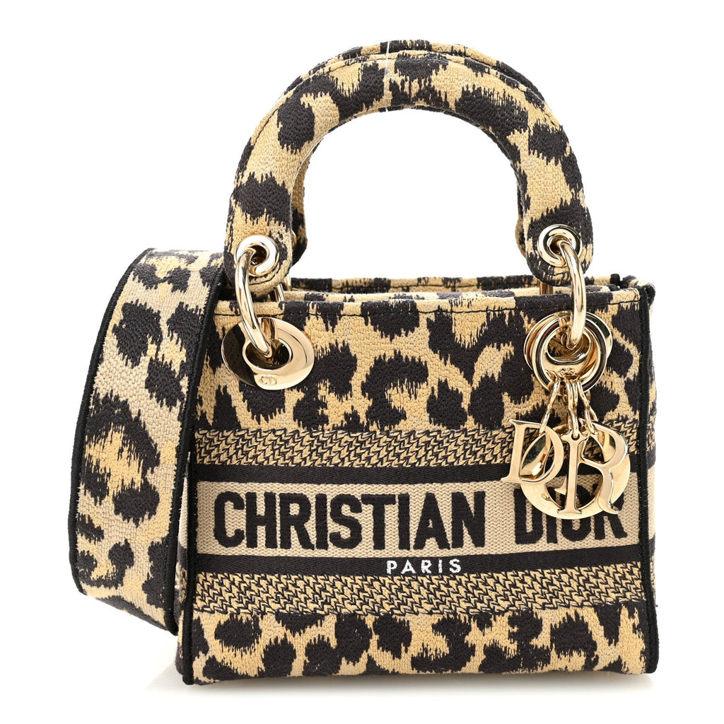 Christian Dior Canvas Mini Mizza Embroidered Lady D-Lite Beige Multicolor