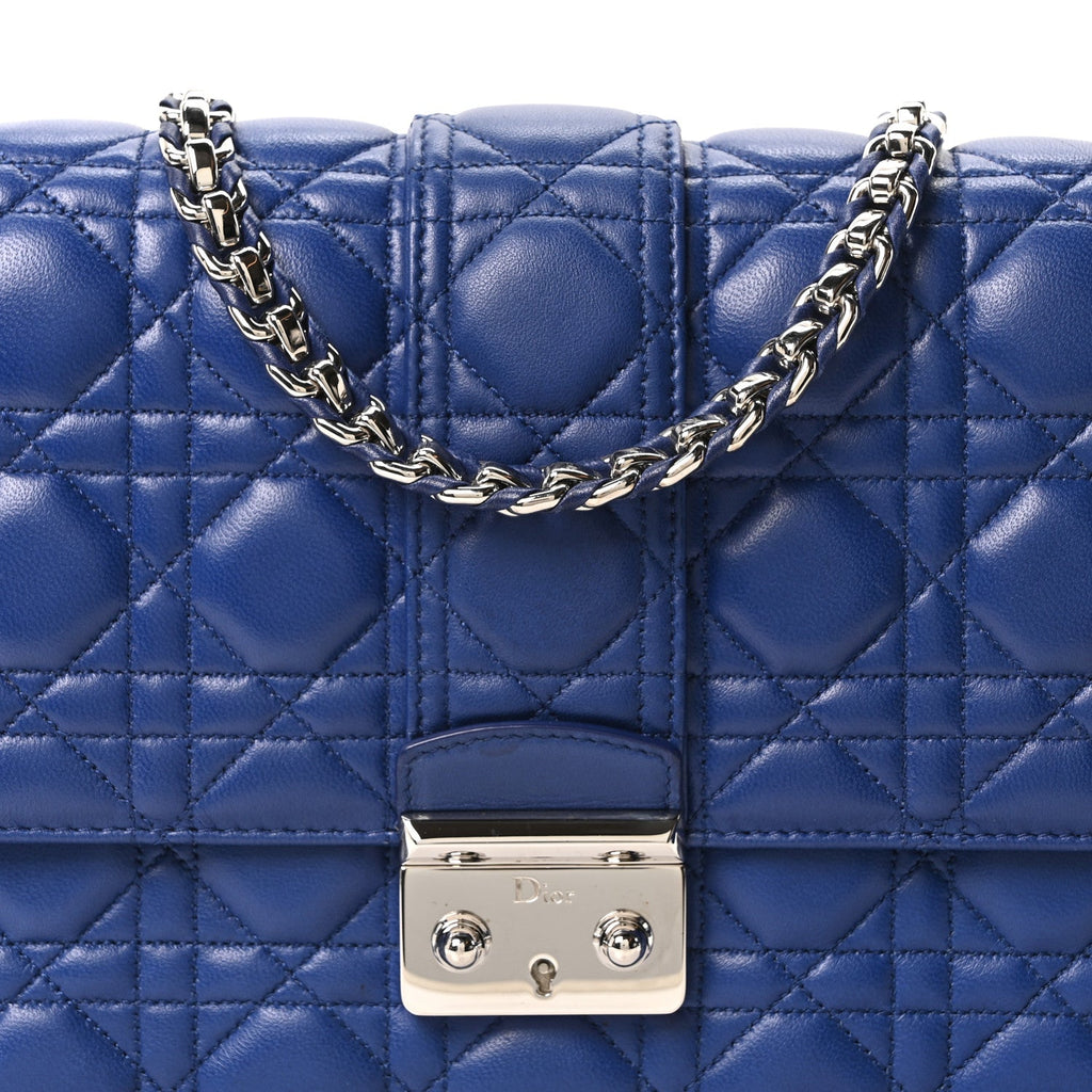 Christian Dior Lambskin Cannage Medium Miss Dior Flap Blue