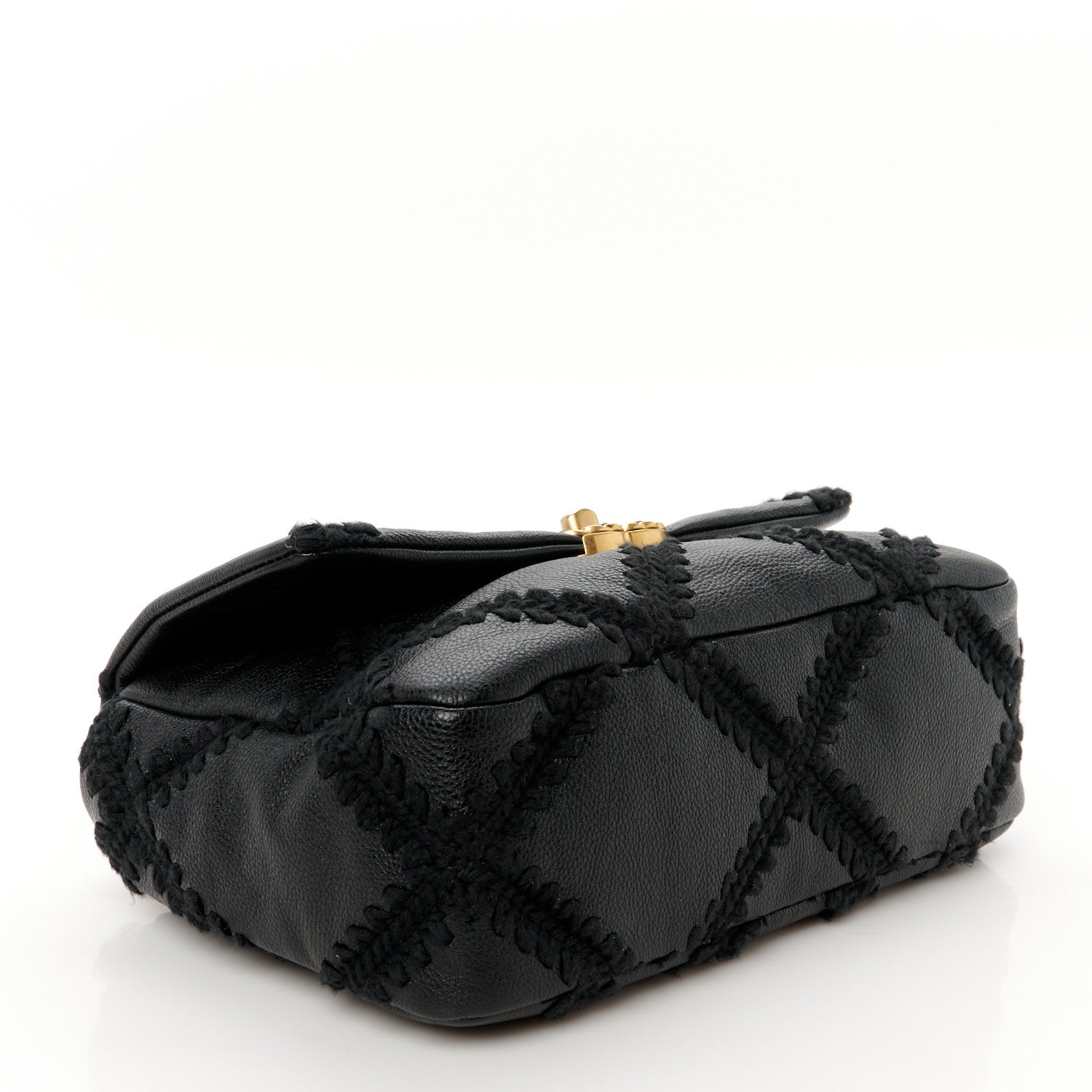Chanel Calfskin Crochet Medium Chanel 19 Flap Black