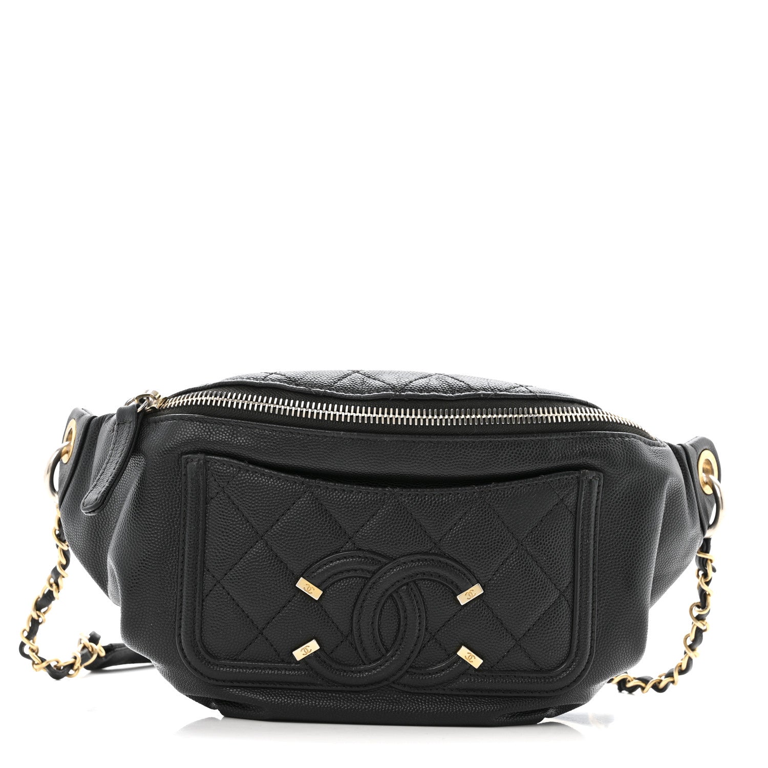 Chanel Caviar Quilted Filigree Waist Bag Black
