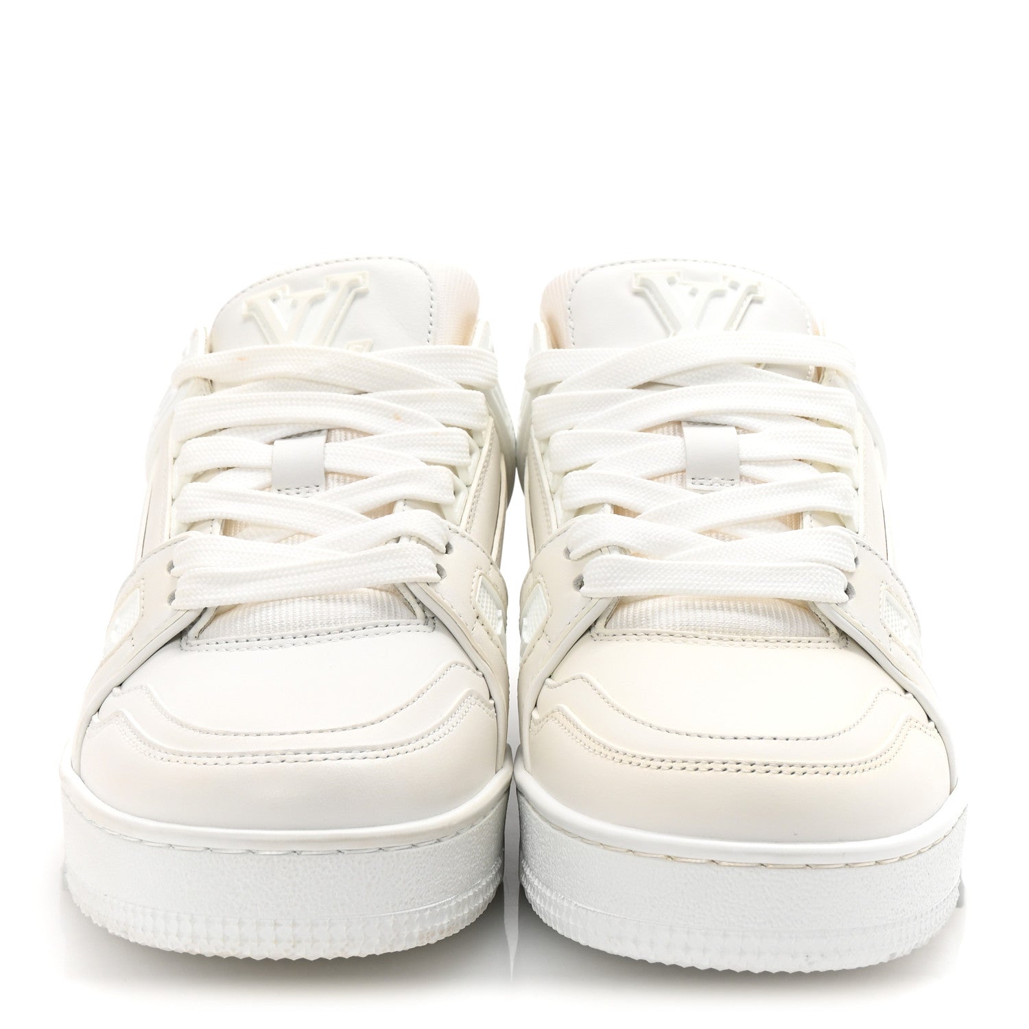 Louis Vuitton Calfskin Womens LV Trainer Sneakers 37.5 White