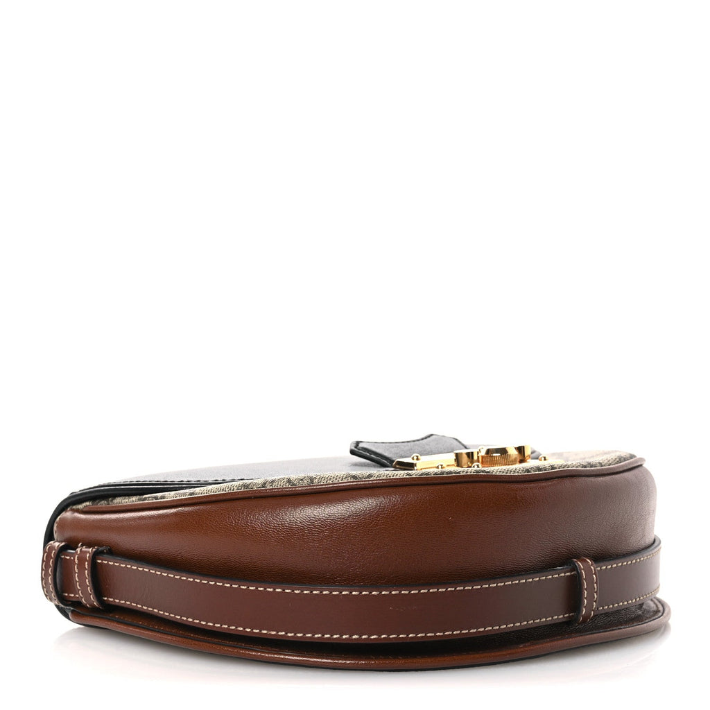 Gucci GG Supreme Monogram Calfskin Small Padlock Messenger Shoulder Bag Beige Black Cuir