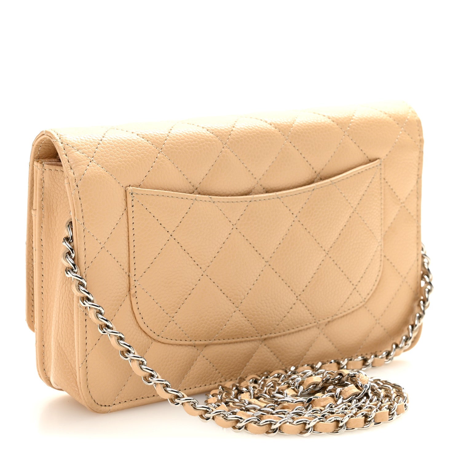 Chanel Caviar Quilted Wallet on Chain WOC Beige
