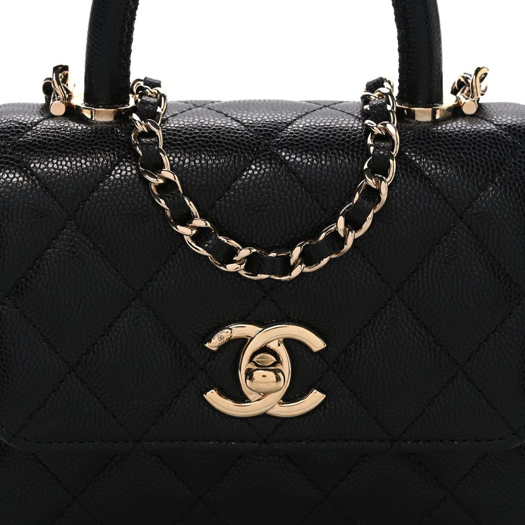 Chanel Caviar Quilted Coco Handle Clutch With Chain Black