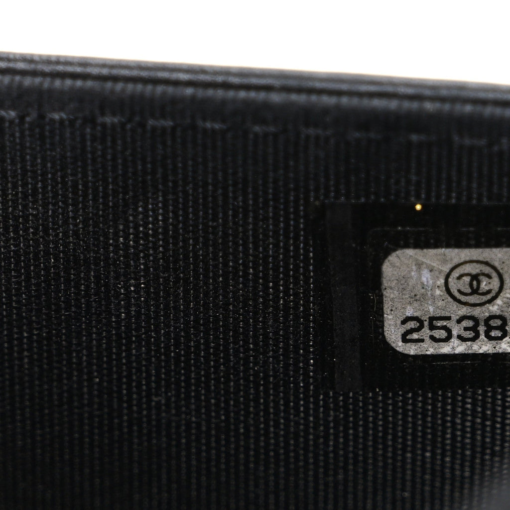 Chanel Lambskin Camellia Studded Wallet on Chain WOC Black