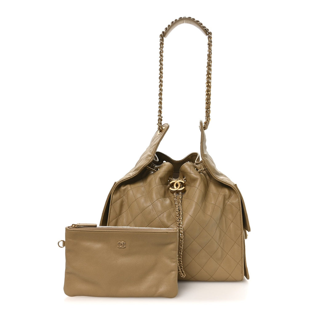 Chanel Caviar Quilted Medium Chanel 25 Handbag Dark Beige