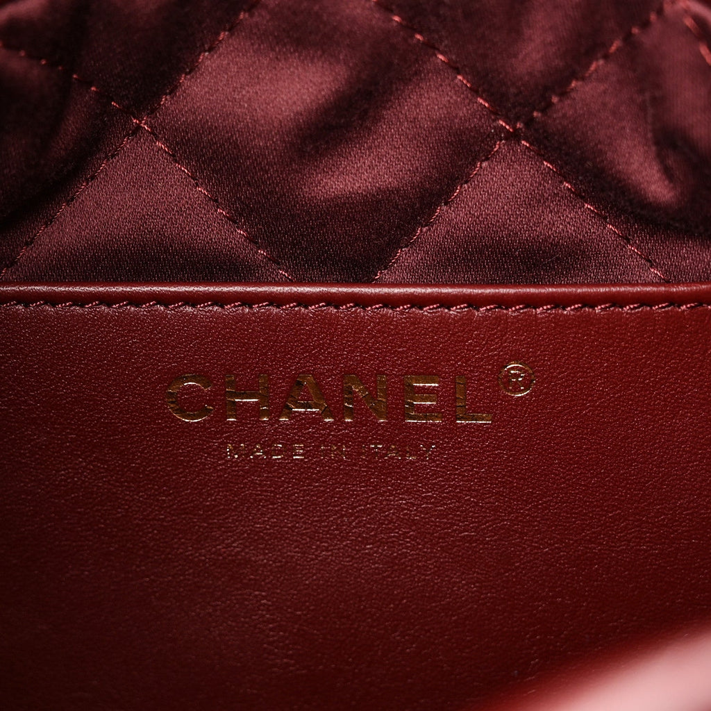 Chanel Shiny Calfskin Quilted Mini Chanel 22 Dark Burgundy