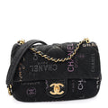 Chanel Denim Quilted Denim Mood Mini Rectangular Flap Black Multicolor