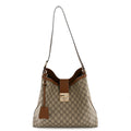 Gucci GG Icon Monogram Padlock Shoulder Bag Beige Dark Brown