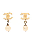 Pearl Mini CC Drop Earrings Gold