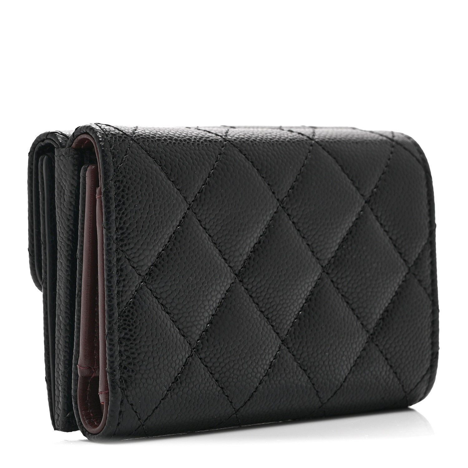Caviar Quilted Double Flap Wallet Black