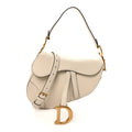 Christian Dior Grained Calfskin Saddle Bag With Strap Latte